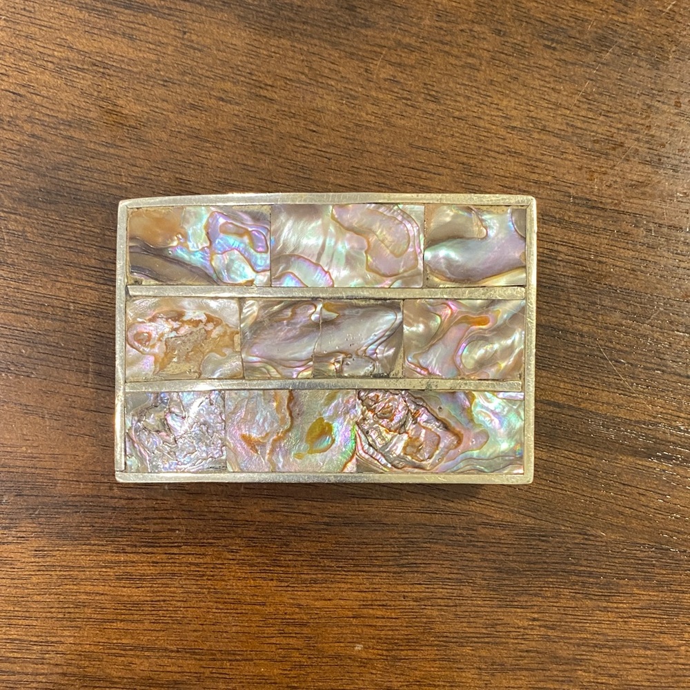 Vintage Western Mother of Pearl Rectangular Belt Buckle